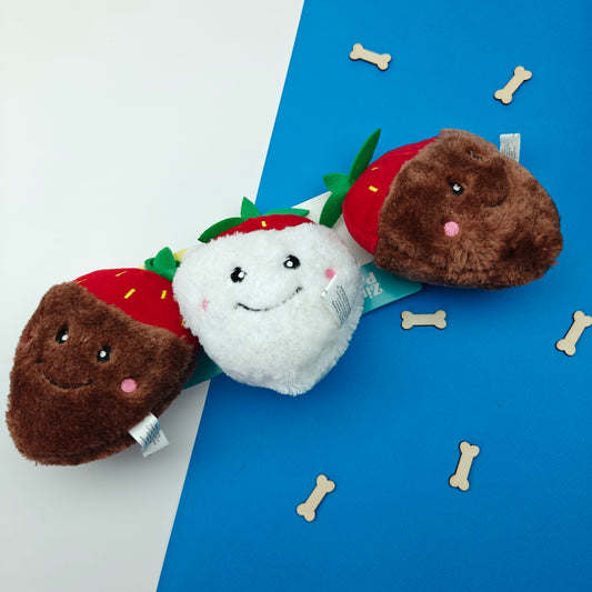 ZippyPaws - Chocolate Covered Strawberries | Valentijn knuffel piep speelgoed hond/puppy