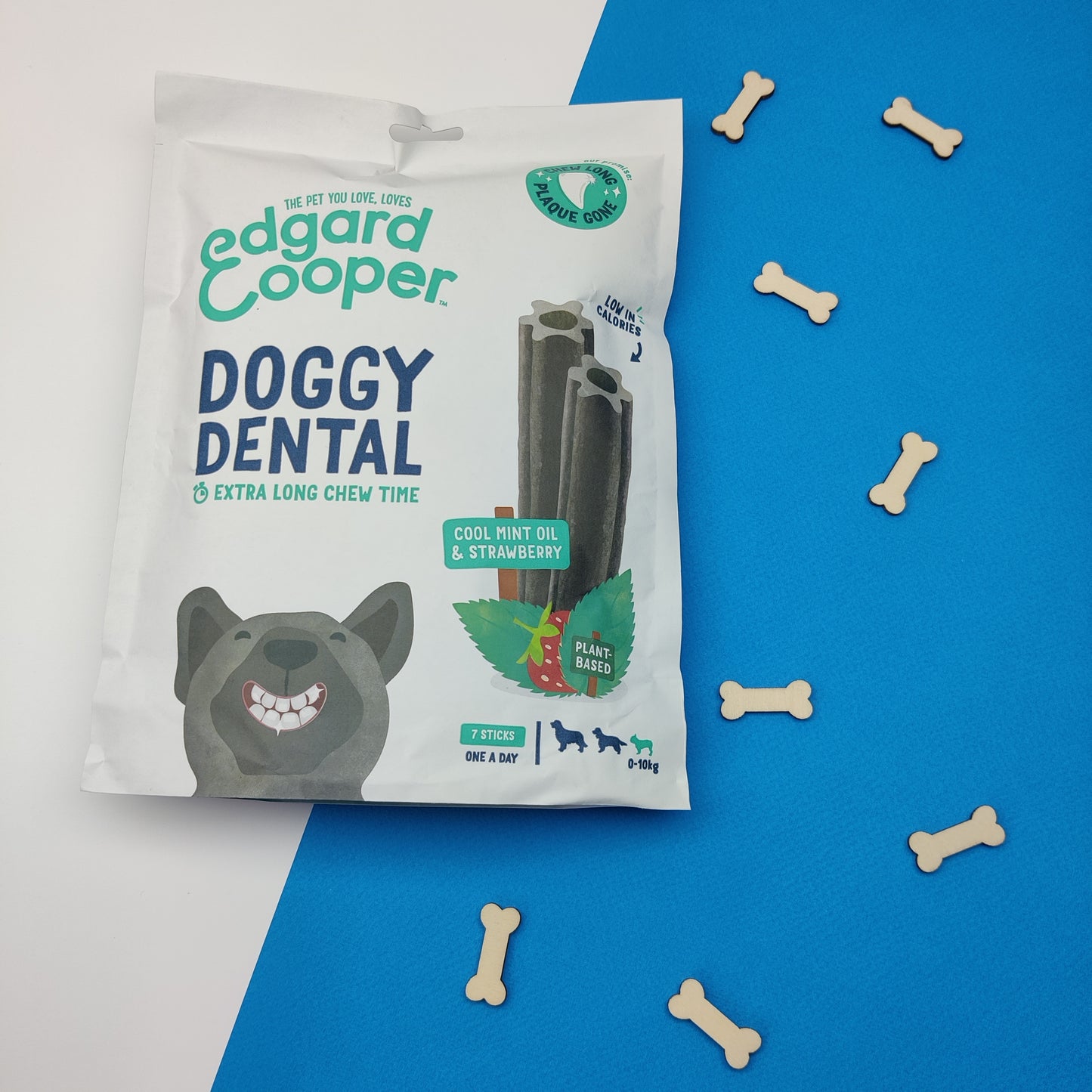 Edgard & Cooper - Dental Sticks - Aardbei/Munt | Hypoallergene graanvrije caloriearme kauw snack tanden poetsen hond