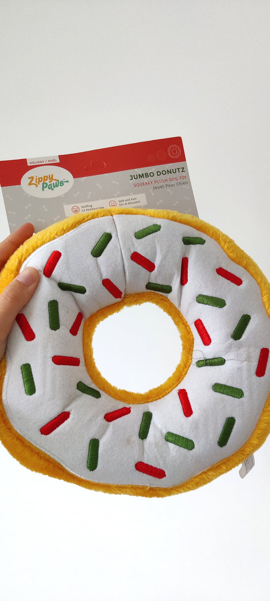 ZippyPaws - Jumbo Donut Peppermint | Kerst knuffel piep speelgoed hond/puppy