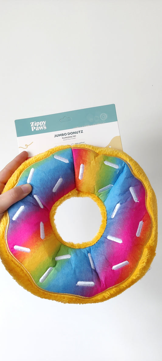 ZippyPaws - Jumbo Donut Rainbow | Knuffel piep speelgoed hond/puppy