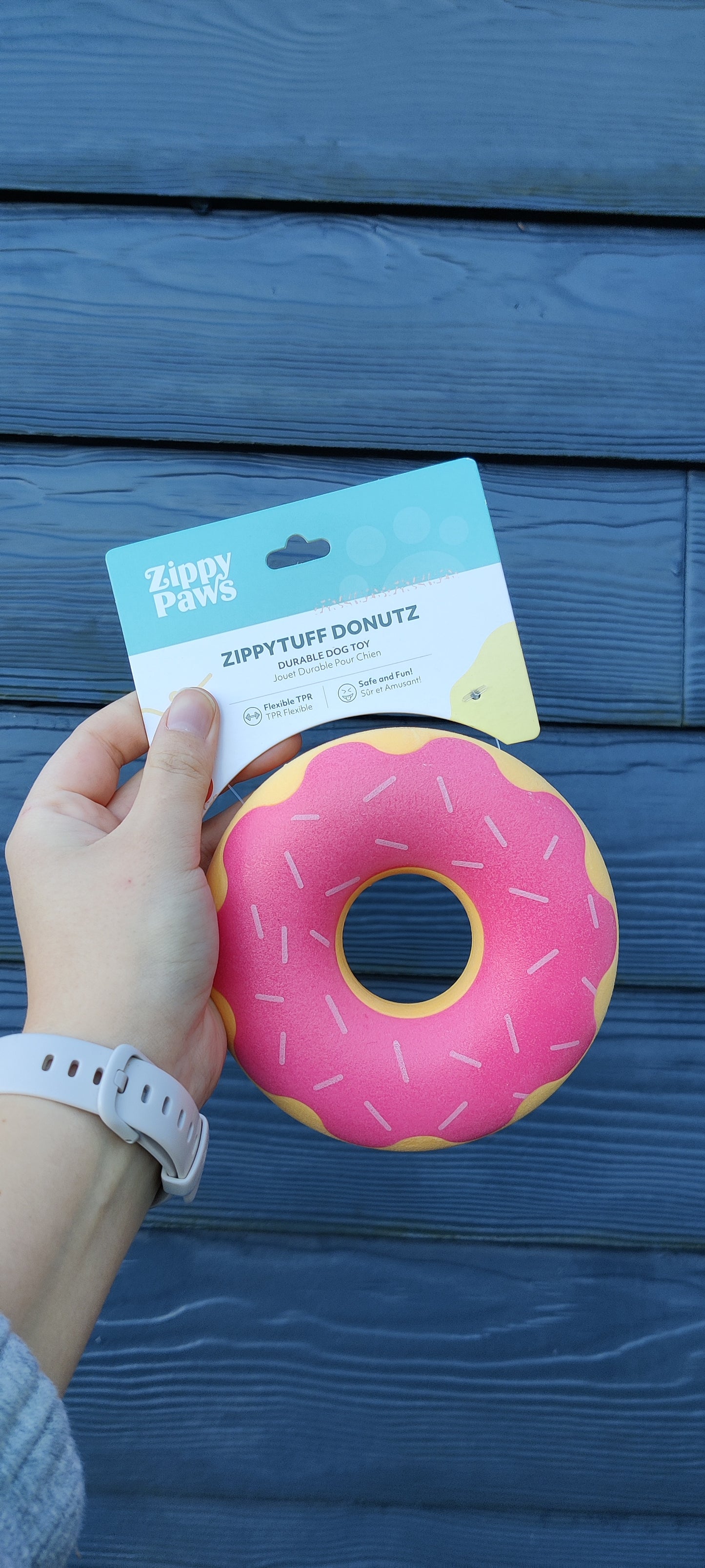 Zippy Tuff - Donut Strawberry | Piep sterk kauw speelgoed tanden poetsen hond/puppy