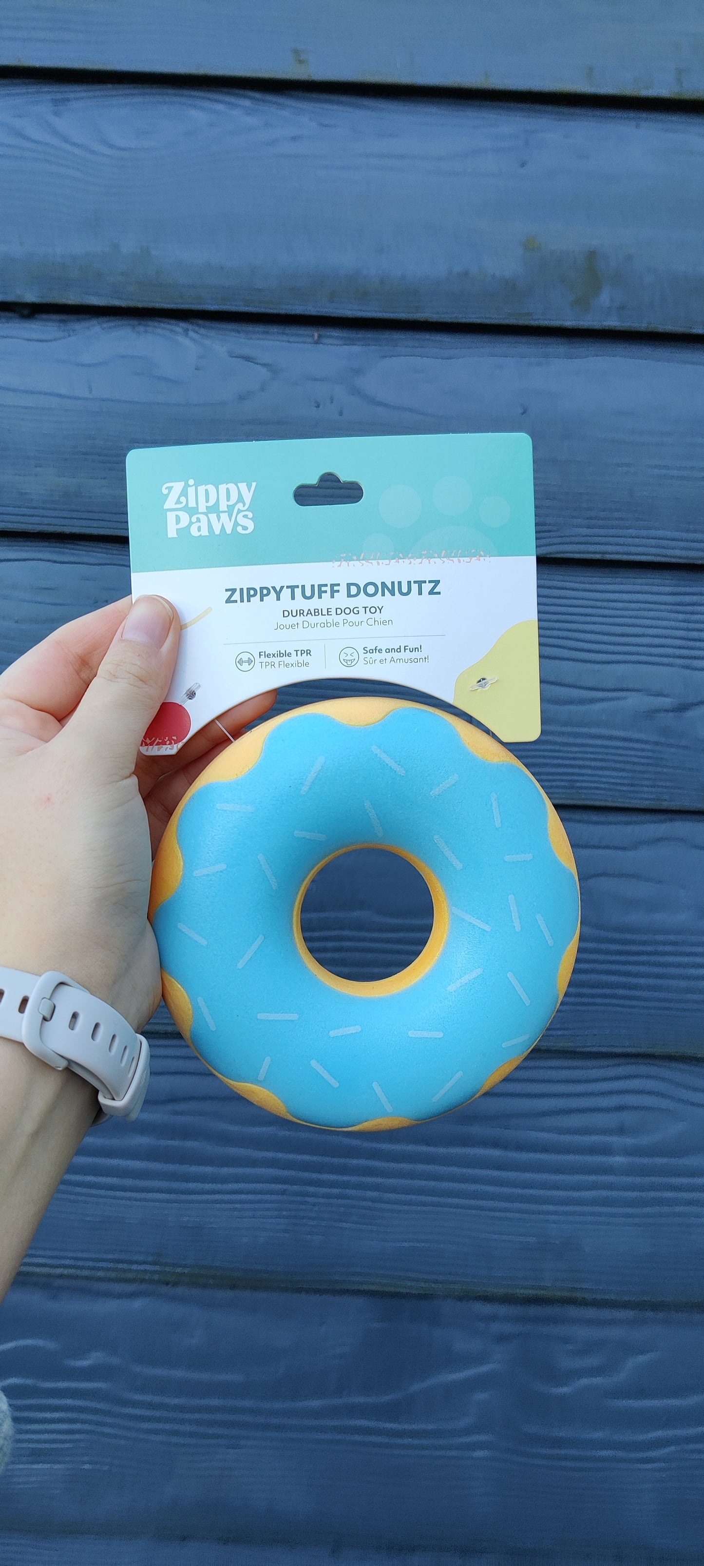 Zippy Tuff - Donut Blueberry | Piep sterk kauw speelgoed tanden poetsen hond/puppy