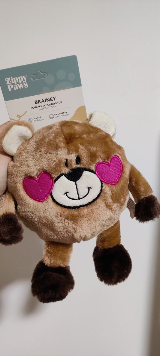 ZippyPaws - Brainey Bear in Love | Valentijn knuffel piep speelgoed hond/puppy