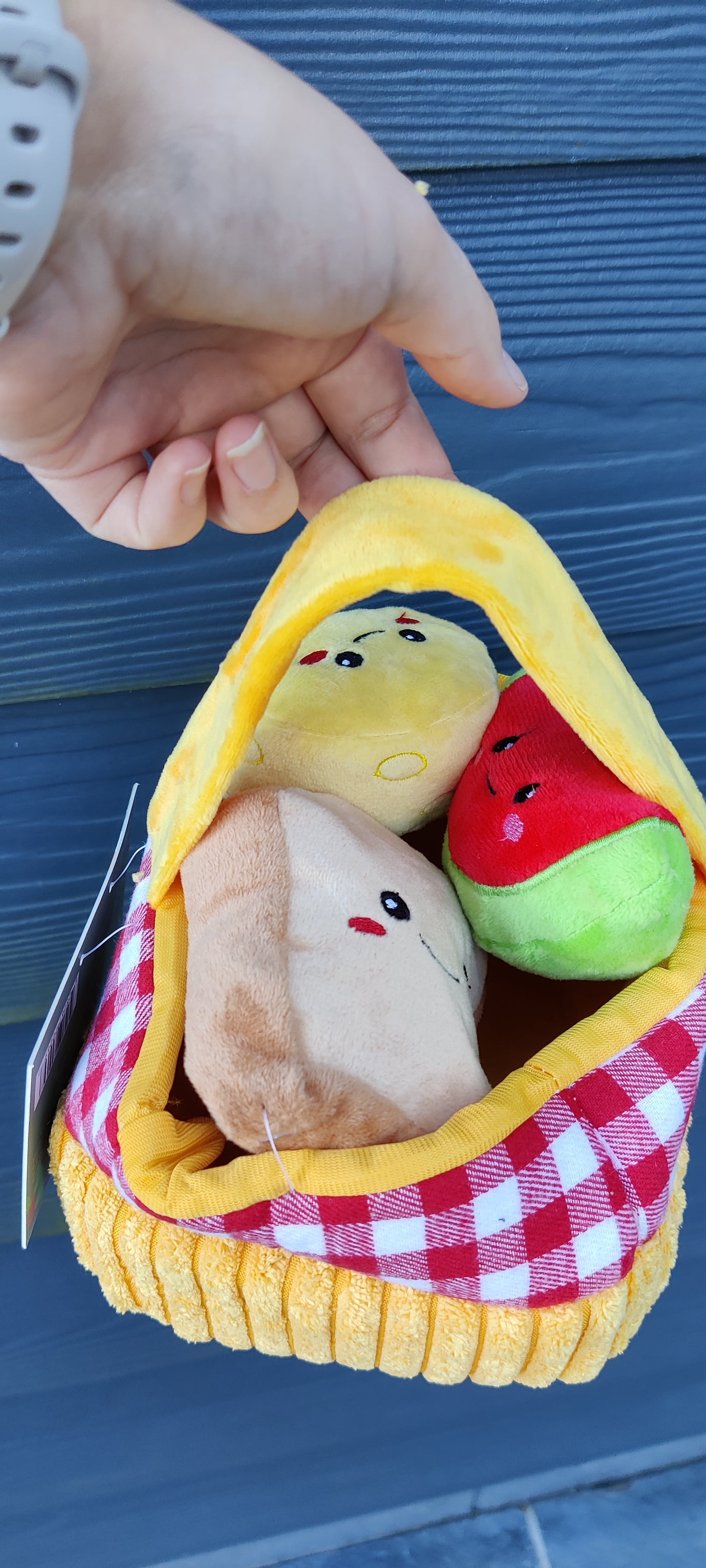 Hugsmart - Picnic Mandje | Lente/zomer knuffel piep speelgoed verrijking hond/puppy