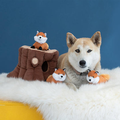 Zippy Burrow - Fox Stump | Knuffel piep speelgoed verrijking hond/puppy
